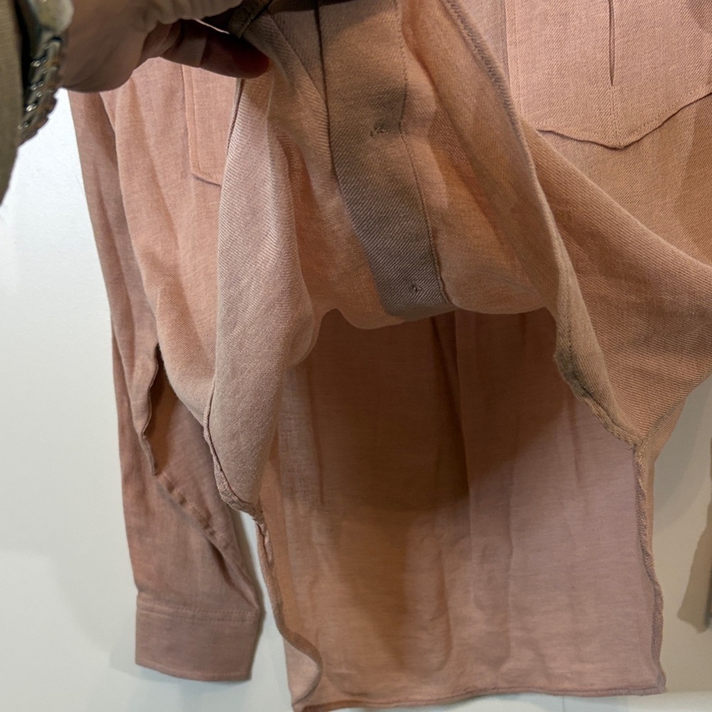 Reiss Blush Pink Linen Utility Shirt Button Front, Epaulettes size 6 - Picture 5 of 5